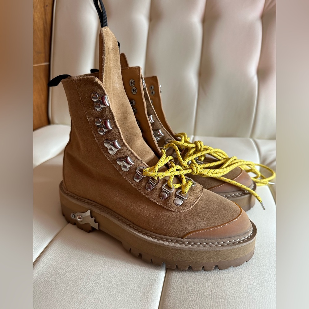 Off-White Suede Combat Boots Size 36